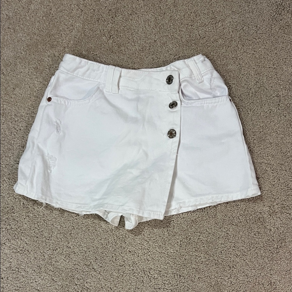 Girls Zara White Button-Front Skort